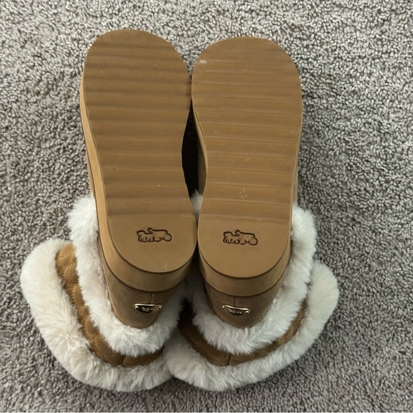 COACH IZZIE Boots Size 9 Signature Midcalf Suede Faux Fur FG4597 - Picture 5 of 15